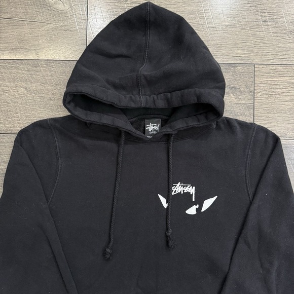 VTG Stussy XV Collab Hoodie Rare Y2K Multi Hit Graphic Back Print USA Mens Sz S - Picture 7 of 13